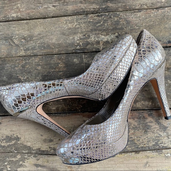 White House Black Market Shoes - WHITE HOUSE BLACK MARKET Snakeskin Metallic Heels